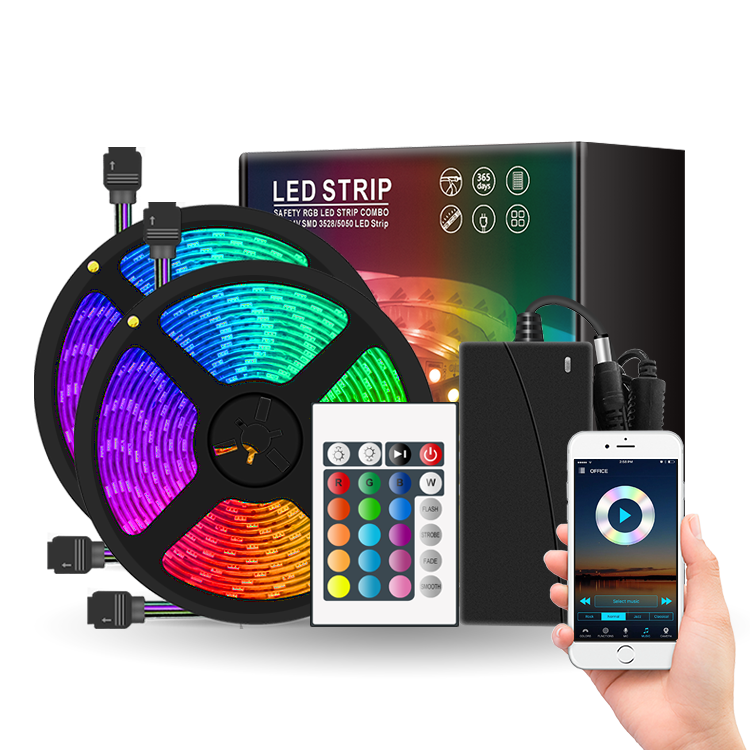 Smart Waterproof LED Strip Light with Remote,RGB Aluminum Profile LED Strips Light 5050 LED Tape Lights